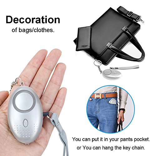 Alarma Personal de Emergencia 5 piezas 120dB Extremadamente Ruidoso con la Linterna del LED, Protección de la Autodefensa para las Mujeres, los Cabritos y el Anciano Keychain de las Alarmas