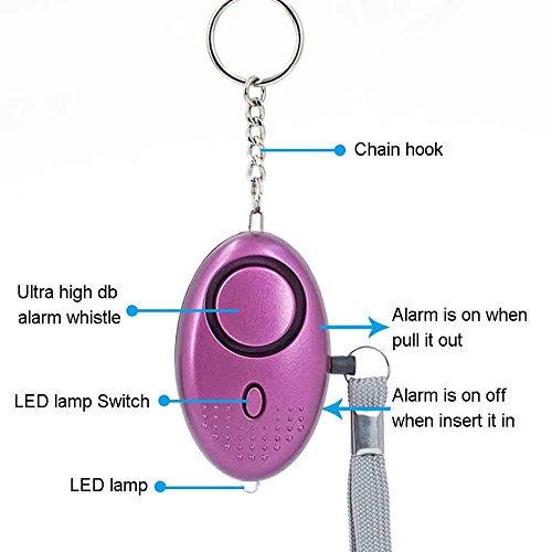 Alarma Personal de Emergencia 5 piezas 120dB Extremadamente Ruidoso con la Linterna del LED, Protección de la Autodefensa para las Mujeres, los Cabritos y el Anciano Keychain de las Alarmas