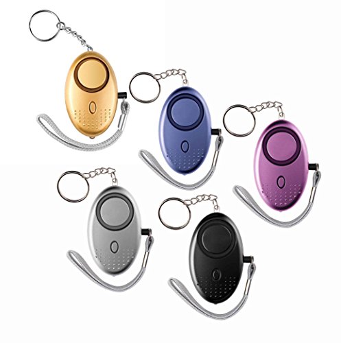 Alarma Personal de Emergencia 5 piezas 120dB Extremadamente Ruidoso con la Linterna del LED, Protección de la Autodefensa para las Mujeres, los Cabritos y el Anciano Keychain de las Alarmas