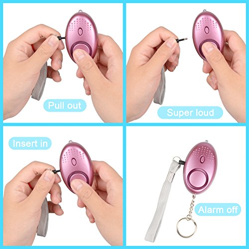 Alarma Personal de Emergencia 5 piezas 120dB Extremadamente Ruidoso con la Linterna del LED, Protección de la Autodefensa para las Mujeres, los Cabritos y el Anciano Keychain de las Alarmas