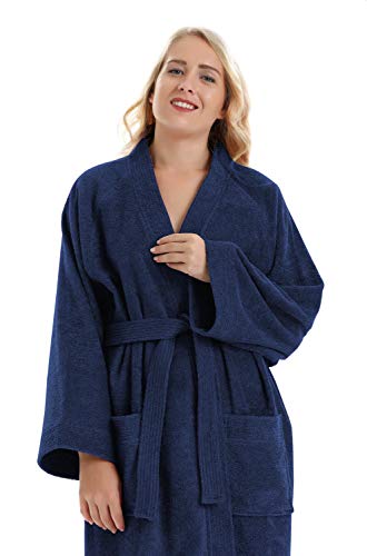 Albornoz Kimono para Mujer, Azul Marino, S/M
