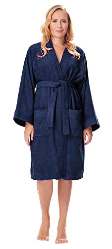 Albornoz Kimono para Mujer, Azul Marino, S/M