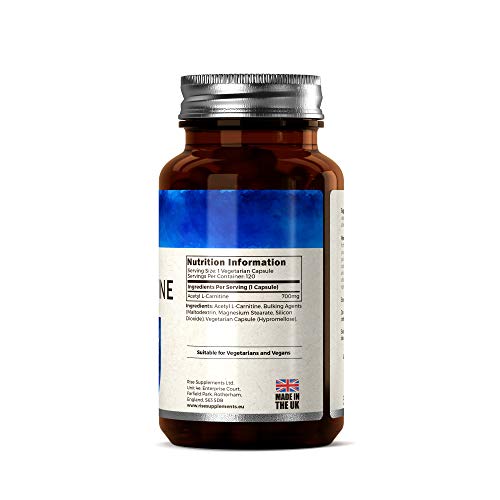 ALCAR Acetyl L Carnitine 700mg [Alta Resistencia], 120 Cápsulas Veganas | Suplementos de Gimnasia y Entrenamiento |Para la Salud del Cerebro y la Función Cognitiva | Aumento de Suplementos