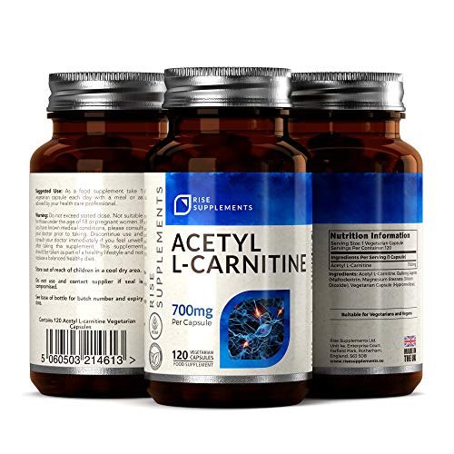 ALCAR Acetyl L Carnitine 700mg [Alta Resistencia], 120 Cápsulas Veganas | Suplementos de Gimnasia y Entrenamiento |Para la Salud del Cerebro y la Función Cognitiva | Aumento de Suplementos