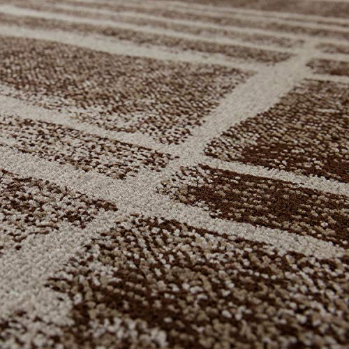 Alfombra De Diseño Moderna De Pelo Corto Jaspeada En Marrón Beige Y Crema, tamaño:120x170 cm