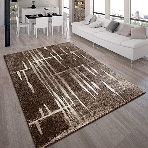 Alfombra De Diseño Moderna De Pelo Corto Jaspeada En Marrón Beige Y Crema, tamaño:120x170 cm