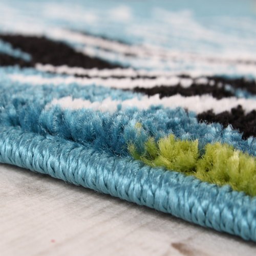 Alfombra Infantil - Diseño Acuático De Pez Payaso - Turquesa Verde Crema Rosa, tamaño:80x150 cm