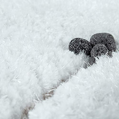 Alfombra Shaggy Salón Blanca Pelo Largo Suave Mullida Diseño 3D Motivo Ondas, tamaño:160x220 cm