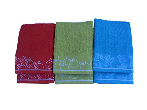 Algodonea Lote de 6 paños de Cocina Rizo 100% algodón Ref.canalé 50x50cm, Fabricados en Portugal.