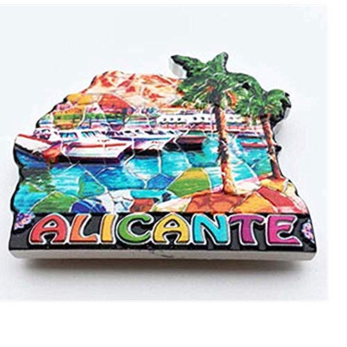 Alicante España Imán 3D para nevera de viaje, regalo de recuerdo de viaje, decoración del hogar y la cocina, imán de Alacant
