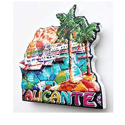 Alicante España Imán 3D para nevera de viaje, regalo de recuerdo de viaje, decoración del hogar y la cocina, imán de Alacant