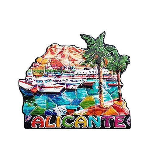Alicante España Imán 3D para nevera de viaje, regalo de recuerdo de viaje, decoración del hogar y la cocina, imán de Alacant