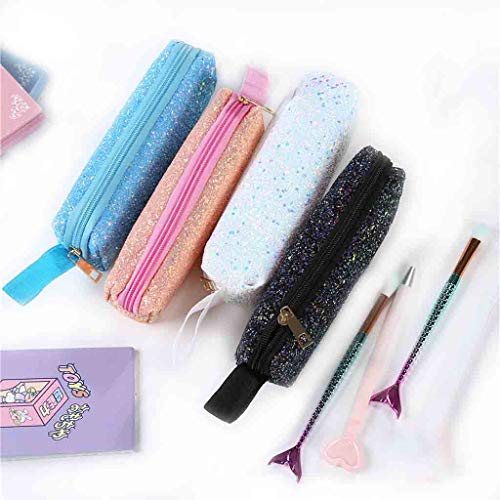 ALIKEEY Unisex Estudiante Lentejuelas Cremallera Embrague Bolsa Maquillaje Cosmético Bolsa Pluma Bolsa Herrera Boquillas Correas Zapatos Complementos, Verano Grandes Peque