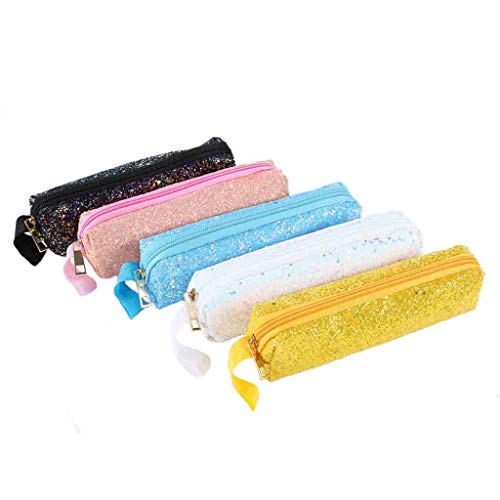 ALIKEEY Unisex Estudiante Lentejuelas Cremallera Embrague Bolsa Maquillaje Cosmético Bolsa Pluma Bolsa Herrera Boquillas Correas Zapatos Complementos, Verano Grandes Peque