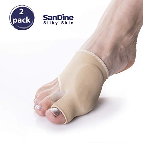 Alisador de Dedo Gordo Corrector de Juanetes - Mangas de Alivio del Dolor de Juanete - Funda Protectora de Soporte de Férula de Juanete - De Gel de Silicona Incorporada - 1par Pequeño de Sandine