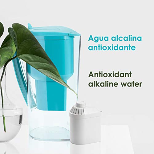 Alkanatur Jarra alcalinizar, depurar e ionizar Agua con Botella de Cristal Boro-silicato. Coste por litro 0,045€.