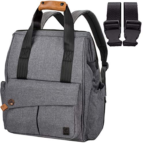 ALLCAMP Mochila de pañales, estilo versátil resistente al agua bolsa de pañales para bebés, gran capacidad de pañales cambiador de bolsa, organizador de cochecito con cambiar de mat