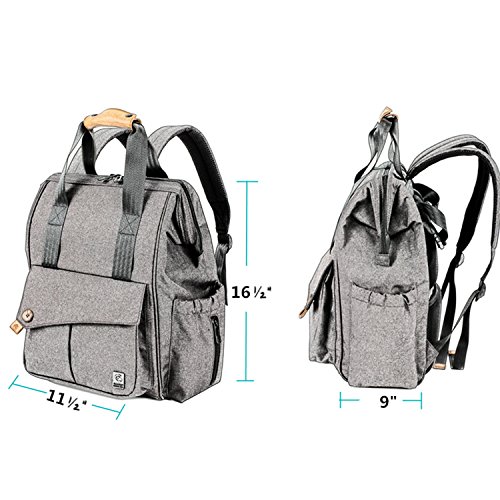 ALLCAMP Mochila de pañales, estilo versátil resistente al agua bolsa de pañales para bebés, gran capacidad de pañales cambiador de bolsa, organizador de cochecito con cambiar de mat