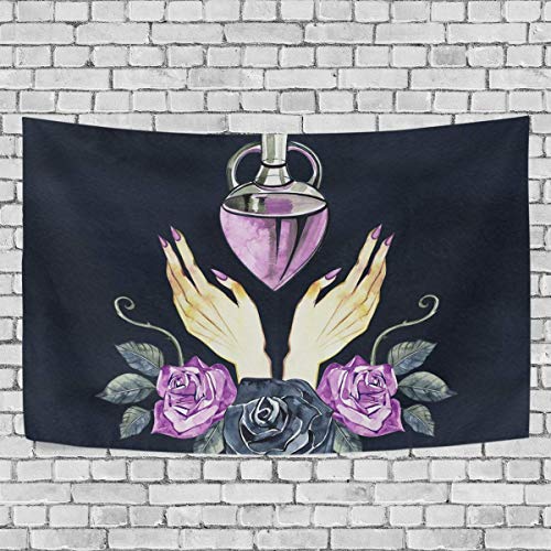 ALLdelete# Perfume Femenino y Rosa con Hojas Tapiz de Dormitorio Colgante de Pared Exclusivo Tapices de Fondo Multiusos para Sala de Estar, Entrada y Cocina ， 80x60in