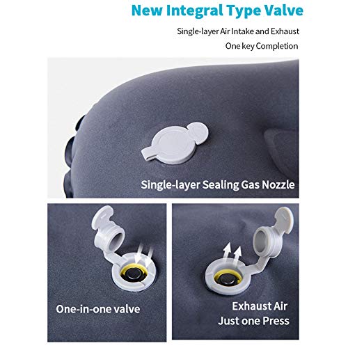 Almohada de viaje ultraligera para inflar con cuello de aire, compresible, cómoda y ergonómica para el cuello lumbar cojín de apoyo Una buena noche de sueño mientras acampa, mochilero u oficina (azul)