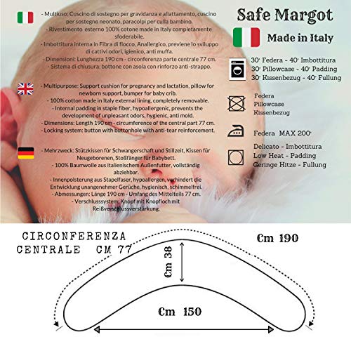 Almohada Embarazada y Cojin de Lactancia Almohada Maternidad Multifuncion Apoyo al Cuerpo de la Madre y del Bebé Durante el Embarazo y la Lactancia 100% Algodon Hipoalergénico Made In Italy (beige)
