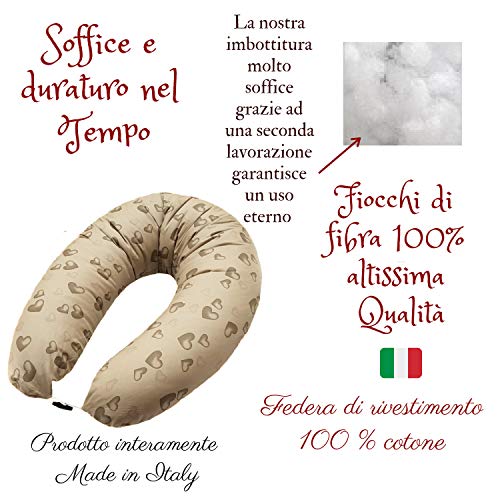Almohada Embarazada y Cojin de Lactancia Almohada Maternidad Multifuncion Apoyo al Cuerpo de la Madre y del Bebé Durante el Embarazo y la Lactancia 100% Algodon Hipoalergénico Made In Italy (beige)