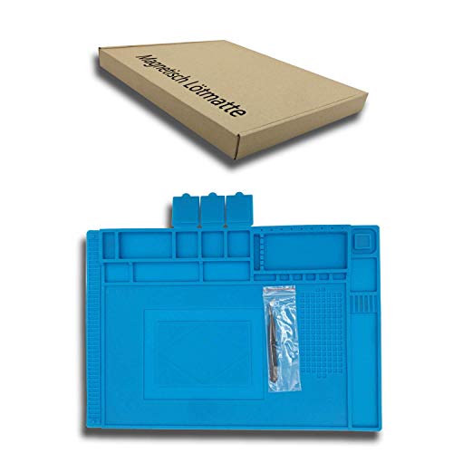 Almohadilla de trabajo Soldadura Estera Magnética del Silicón, 45x 30cm Aislamiento resistente al alta temperatura -50-500 ° estera para reparar teléfono, computadoras, Cámara