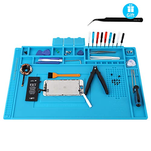Almohadilla de trabajo Soldadura Estera Magnética del Silicón, 45x 30cm Aislamiento resistente al alta temperatura -50-500 ° estera para reparar teléfono, computadoras, Cámara