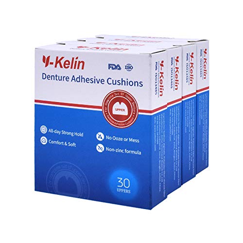 Almohadillas adhesivas para dentaduras superiores Y-Kelin, almohadillas superiores 30 (4 Pack)