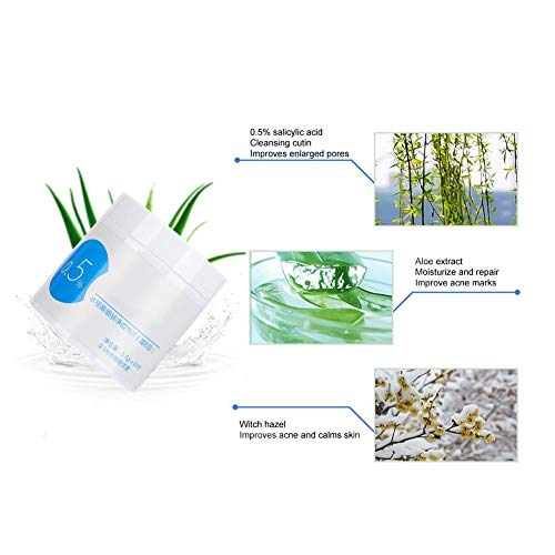 Almohadillas para la cara de espinillas claras rápidas de 60 piezas con 0.5% de ácido salicílico, almohadilla de algodón para la reparación de la limpieza de la cara para prevenir brotes y