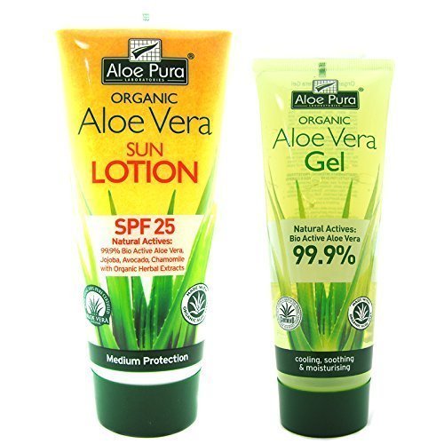 Aloe Pura Organic Aloe Vera SPF25 SUN LOTION 200ml + Aloe Vera Gel 100ml