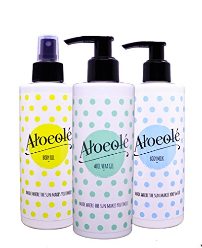 AloeOlé | Gel de Aloe Vera Puro 100% + Crema hidratante corporal + Aceite de Almendras Dulces | Cosmética Natural y Ecológica, sin ingredientes tóxicos | Producido en España |