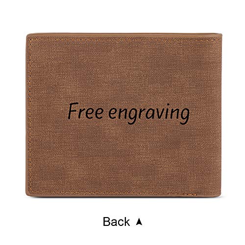 Alskafashion Billetera Personalizada Hombre,Cuero Billetera,Billeteras Personalizadas Foto para Dia del Padre Regalos (Talla de Sombra marrón)