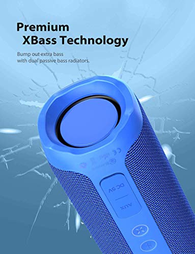 Altavoz portátil, Tribit StormBox 24W Altavoz Bluetooth Sonido Envolvente Completo 360 °, Resistente al Agua IPX7, 24 Horas es Ideal para Viaje Fiesta Playa Coche habitación (Azul)