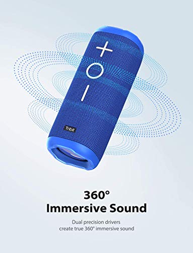 Altavoz portátil, Tribit StormBox 24W Altavoz Bluetooth Sonido Envolvente Completo 360 °, Resistente al Agua IPX7, 24 Horas es Ideal para Viaje Fiesta Playa Coche habitación (Azul)