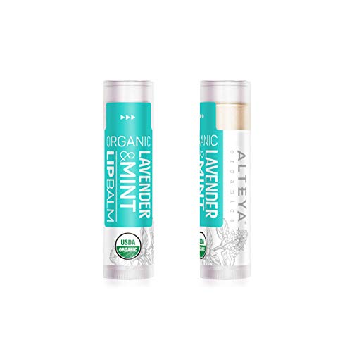Alteya Organic Bálsamo Labial de Lavanda y Menta 5 gr – USDA Certificado Orgánico Puro Bio Producto Natural para Cuidado Labial Basado en Aceites Esenciales Hidratantes y Mantequillas Nutritivas