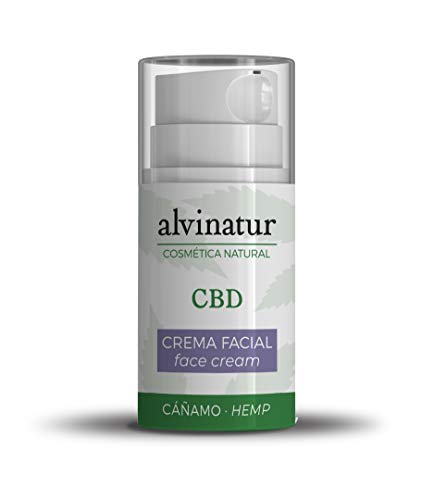 ALVINATUR - Crema facial CBD 50ml, Día y noche, Todo tipo de piel, Con Aceites esenciales, Envase con dosificador