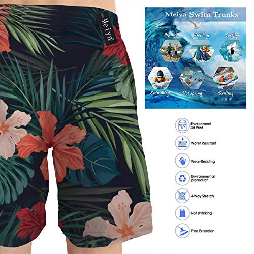 Alysai Tropical Banana Leaf Mens Boys Shorts de baño Cortos con Forro de Malla Secado rápido Trajes de baño para Hombres Shorts de baño XL