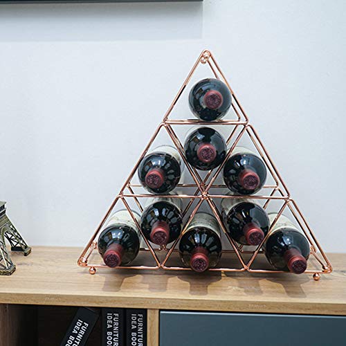 AmandaJ - Estante de hierro para vino, diseño de torre de hierro, color dorado y rosa, No nulo, dorado, Tamaño libre