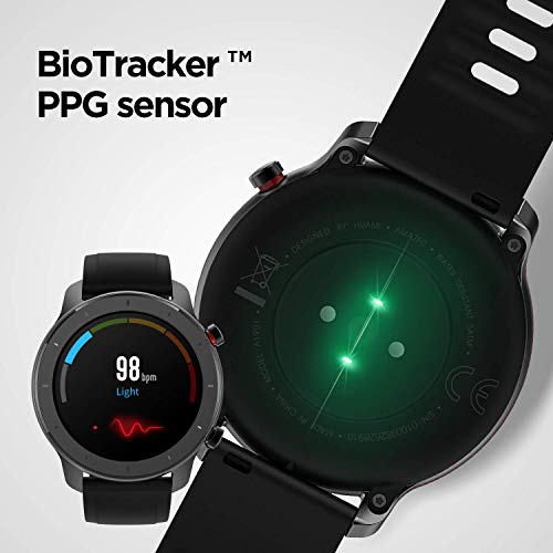 Amazfit GTR 42mm - Reloj Inteligente con frecuencia cardíaca y Seguimiento de Actividad, batería de Larga duración, Negro