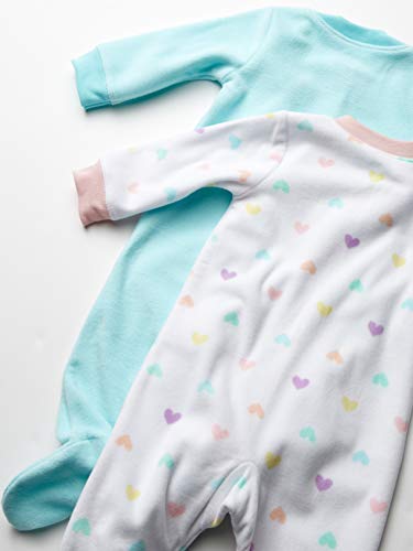 Amazon Essentials 2-Pack Microfleece Sleep and Play Infant Toddler-Sleepers, Corazón Arcoiris, Bebé prematuro