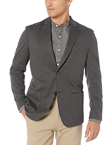 Amazon Essentials - Chaqueta deportiva de punto para hombre, Gris carbón jaspeado, M