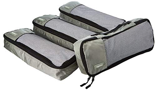 AmazonBasics - Bolsas de equipaje alargadas (4 unidades), Gris