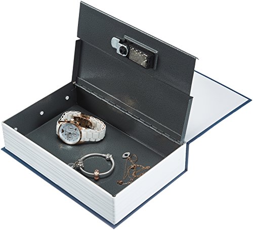 AmazonBasics - Caja de seguridad en forma de libro - Cerradura con combinación - Azul