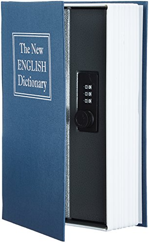 AmazonBasics - Caja de seguridad en forma de libro - Cerradura con combinación - Azul