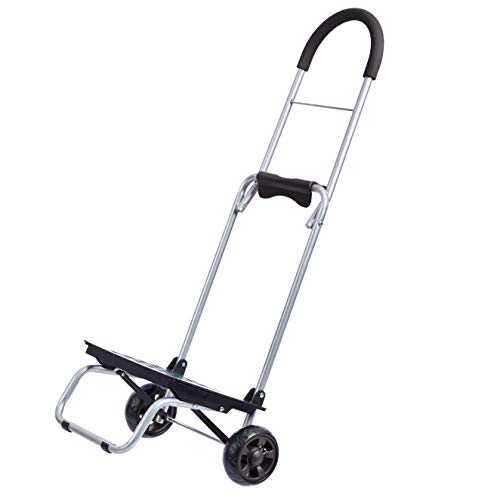 AmazonBasics – Carrito para la compra plegable con plataforma de ruedas extraíble, mango de 91 cm de altura, negro