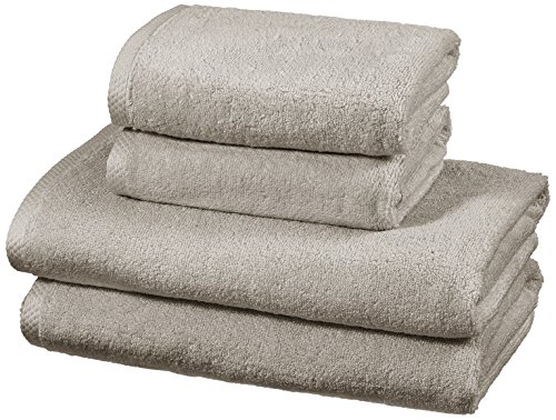 AmazonBasics - Juego de 4 toallas de secado rápido, 2 toallas de baño y 2 toallas de mano - Gris