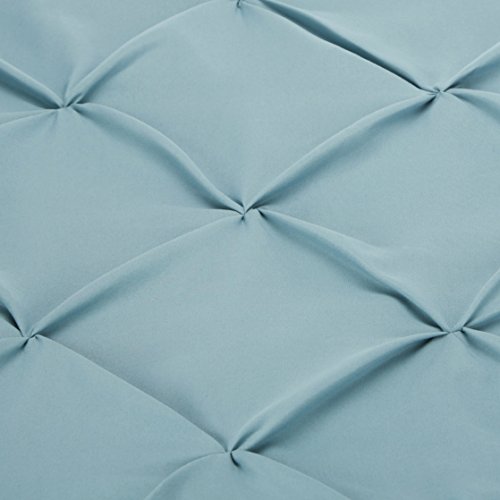 AmazonBasics - Juego de cama con colcha fruncida en pellizco, 200 x 200 cm, Azul (Spa Blue)