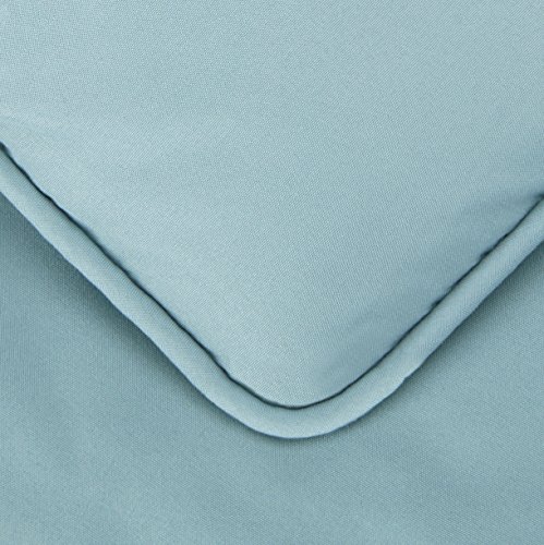 AmazonBasics - Juego de cama con colcha fruncida en pellizco, 200 x 200 cm, Azul (Spa Blue)