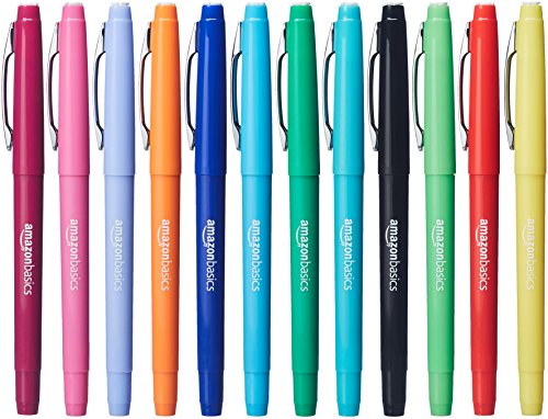 AmazonBasics - Rotuladores de punta de fieltro, colores surtidos, paquete de 12